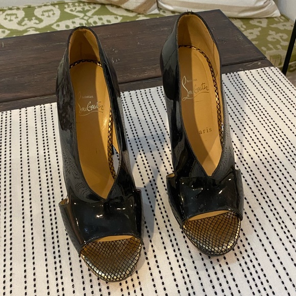 Christian Louboutin Black Block Heel - Sexy! - Picture 1 of 3